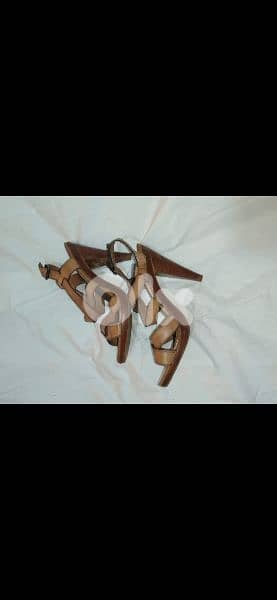 sandals 2 models real leather wood heels 39/40 2