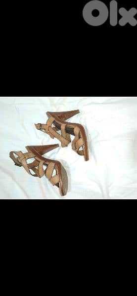 sandals 2 models real leather wood heels 39/40 3