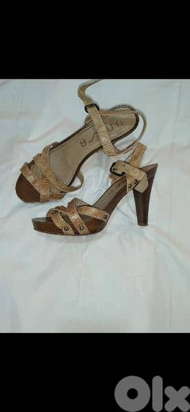 sandals 2 models real leather wood heels 39/40 6