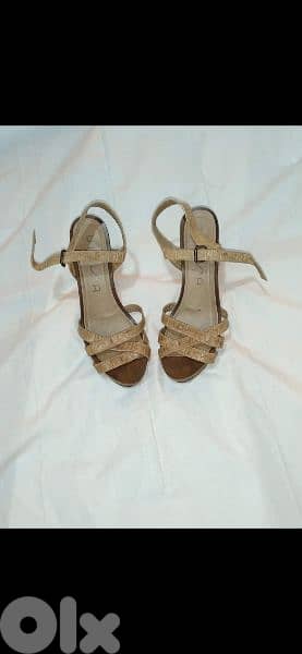 sandals 2 models real leather wood heels 39/40 7
