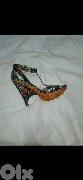 shoes snake skin real size 6 wood heel 5