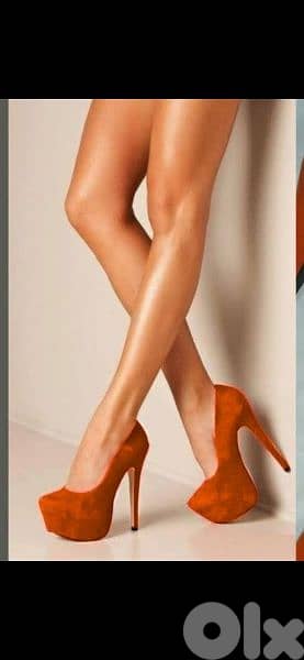 Shoes orange suede high heels 38 39 40 worn once 0