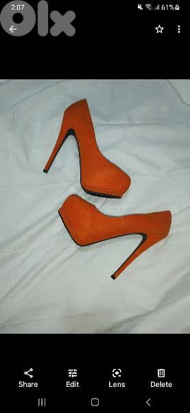 Shoes orange suede high heels 38 39 40 worn once 1