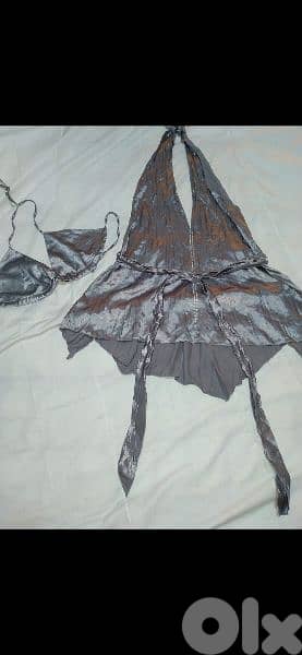 grey satin set shirt  with bra s to xxL 1