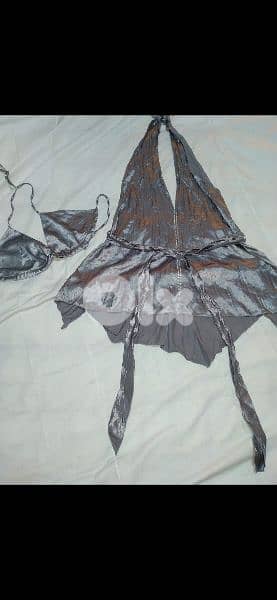 grey satin set shirt  with bra s to xxL 2