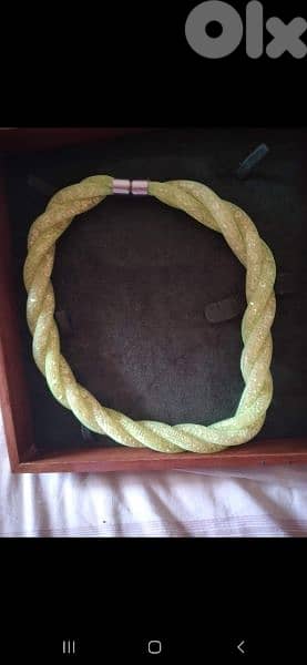 strass braided necklace neon green 3