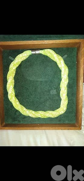 strass braided necklace neon green 5