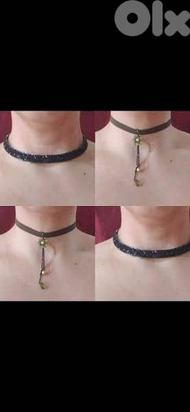 necklace choker black sequined or green army  1=5$ or 3=13$ 0