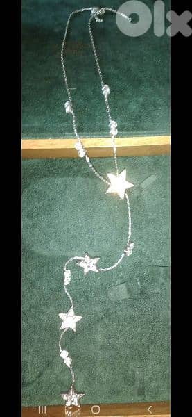 necklace only silver tone with strass 3