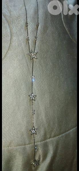 necklace only silver tone with strass 5