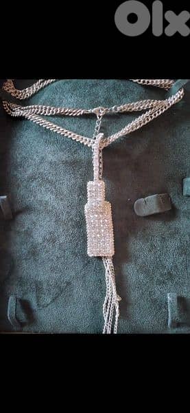 necklace only silver tone with strass 9