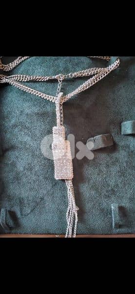 necklace only silver tone with strass 12