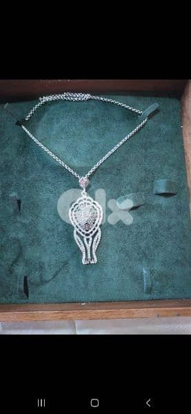 necklace full strass silver tone 1