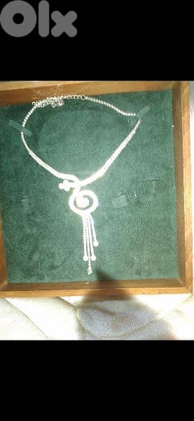 necklace full strass silver tone 8