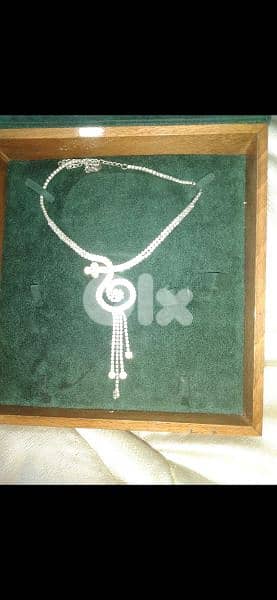 necklace full strass silver tone 9