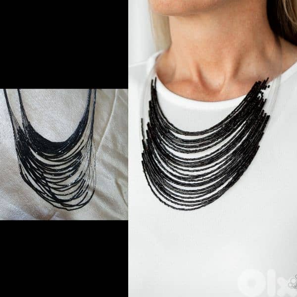 necklace beaded sequined black available matching bracelet 0
