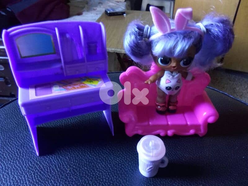 LOL MGA PURPLE Small Great doll+Muc+salon big chair+brush stand 0