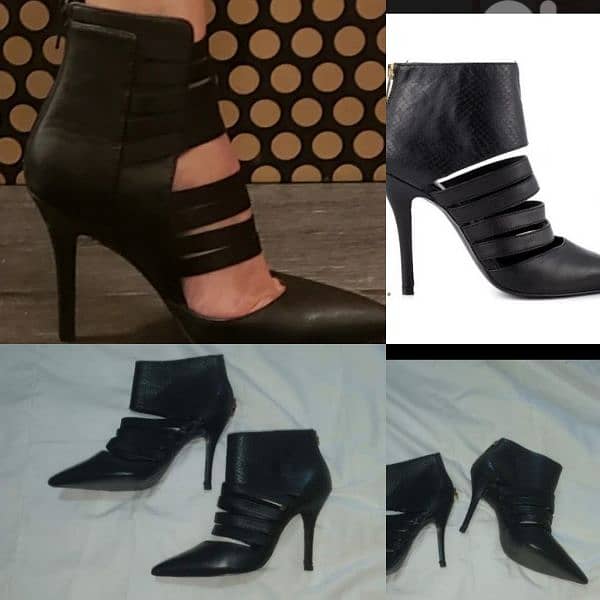 shoes ankle boots open striped real leather made in Italy 39/40 bas 0