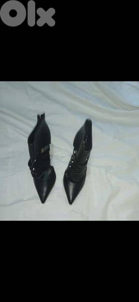 shoes ankle boots open striped real leather made in Italy 39/40 bas 5