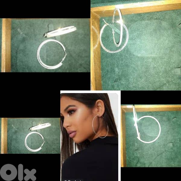 earrings silver tone hoop earrings with strass  1=7$ or 3= 15$ 0