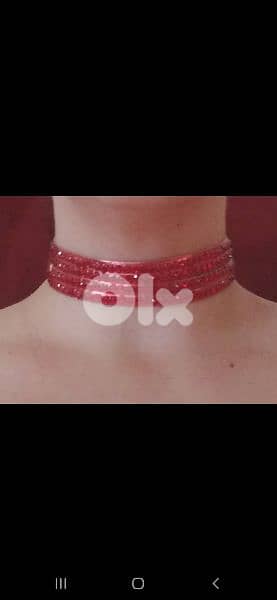 strass choker leather red white silver brown  1=5$ or 3= 13$ 4
