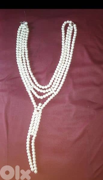 necklace multilayers pearl white necklace vintage 1