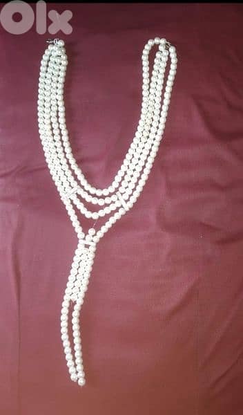 necklace multilayers pearl white necklace vintage 2