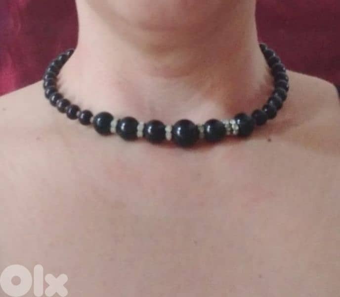 vintage black pearl necklace choker 1