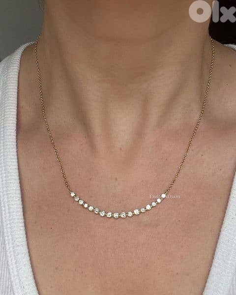 necklace gold tone with strass stones 2