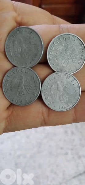 Nazi German WW II Set of Four Coins  years 1939_1945 0