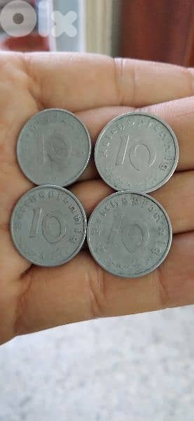 Nazi German WW II Set of Four Coins  years 1939_1945 1