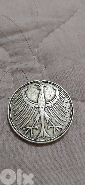 German  Silver Coin Five Marks  Memorail year 1957 0