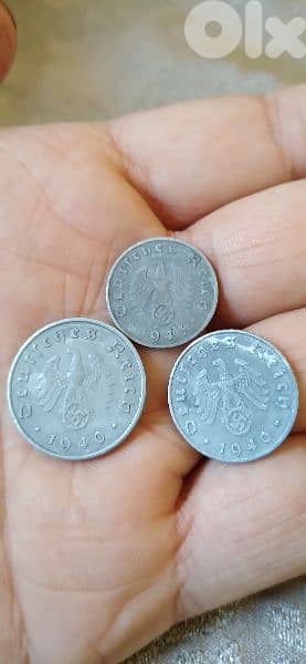 Nazi German WW 2 Set of Three coins years 1940 to 1945 0