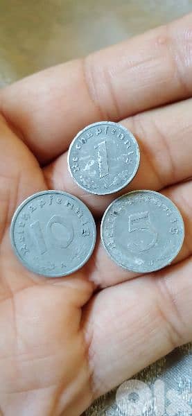 Nazi German WW 2 Set of Three coins years 1940 to 1945 1