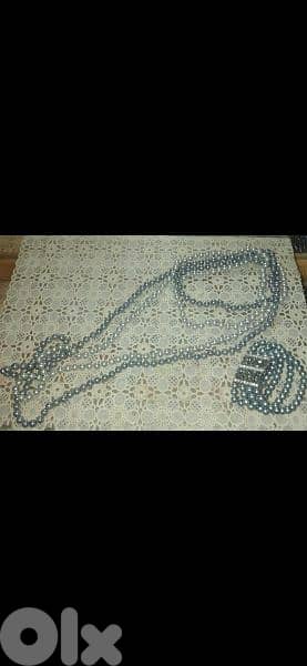 necklace set 2 necklaces and big bracelet pearl grey 4