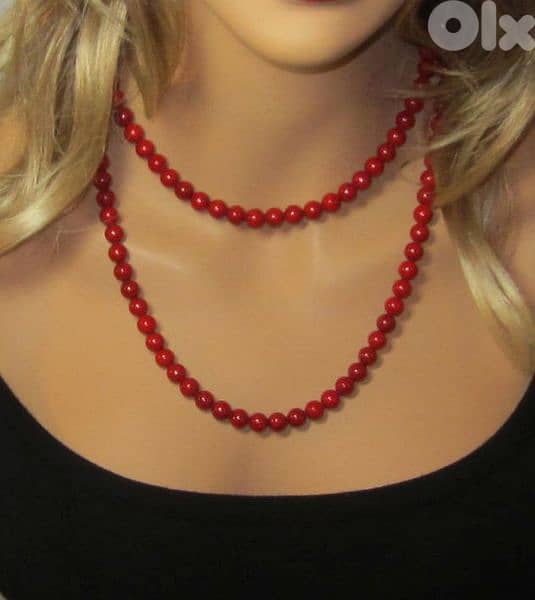 necklace set Vintage red pearl necklace and bracelet 2