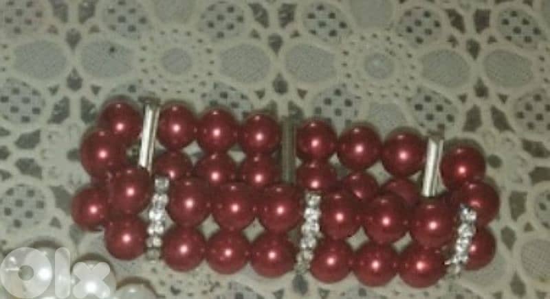 necklace set Vintage red pearl necklace and bracelet 5