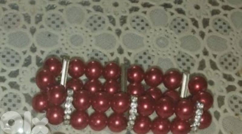 necklace set Vintage red pearl necklace and bracelet 8