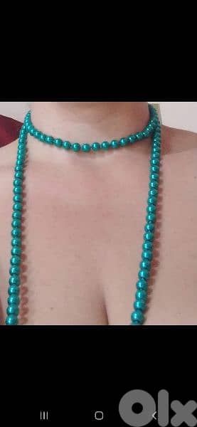 necklace green emerald set pearl necklace+2bracelets 3