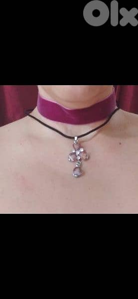 necklace 2 pcs choker and necklace purple 1