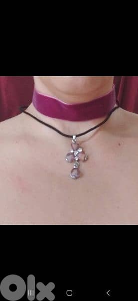 necklace 2 pcs choker and necklace purple 2