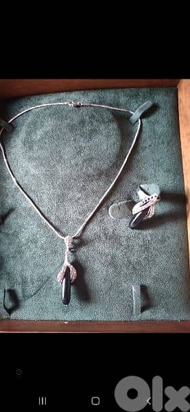necklace set necklace with ring black stone 4