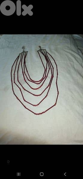necklace dark red beads sequined  vintage 1