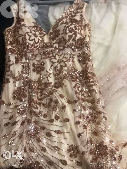 فستان women clothing, evening dress, wedding, Long Gold Dress 3