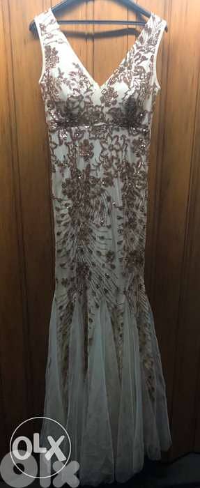 فستان women clothing, evening dress, wedding, Long Gold Dress 5