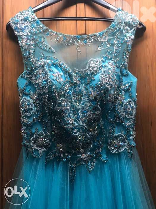 فستان women dress, Red CARPET/HAROOTS brand, Long Turcoise Dress 2