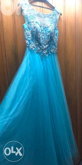 فستان women dress, Red CARPET/HAROOTS brand, Long Turcoise Dress 4