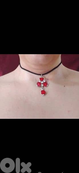 necklace flower red 1