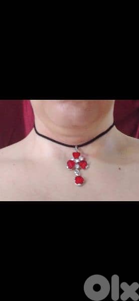 necklace flower red 3
