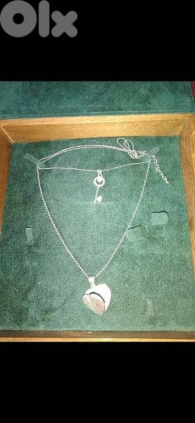 necklace silver pendant heart open box 6